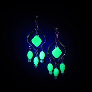 Uranium glass bead Chandelier earrings